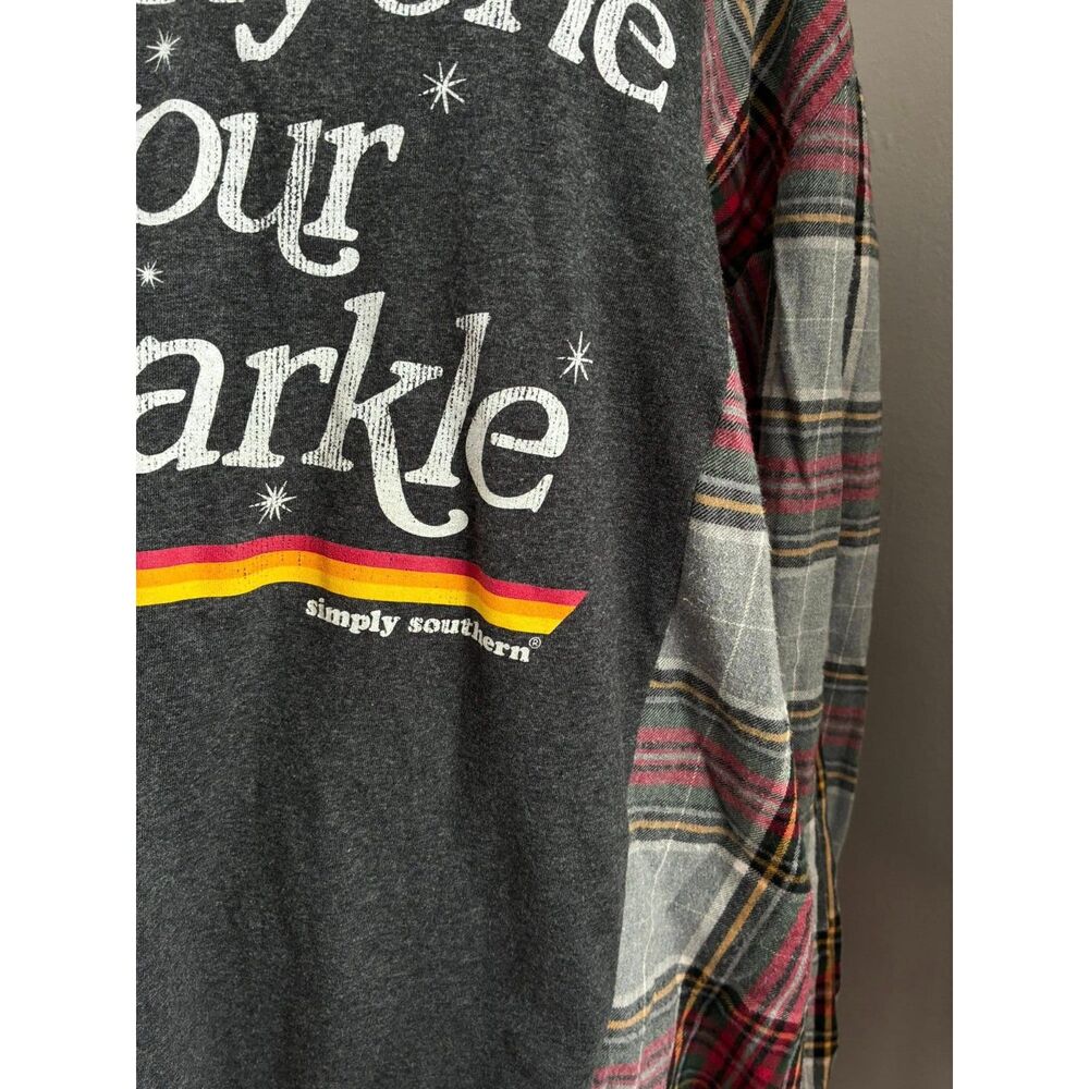 Never Let Anyone Dull Your Sparkle Reworked Flannel Tshirt - Picture 4 of 5